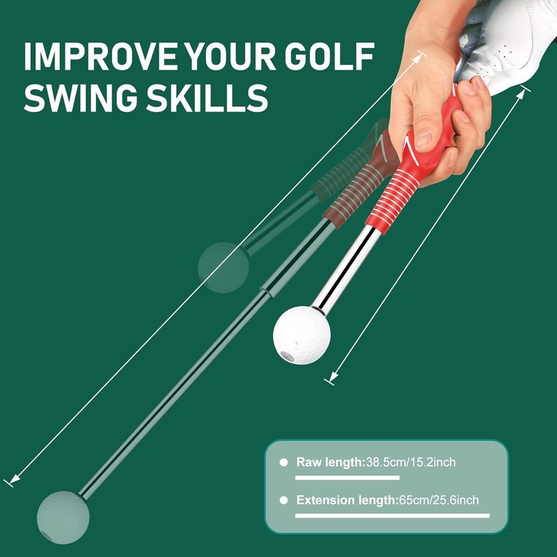 KALAUTO Golf Grip Swing Training Aid - Retractable Click Club Trainer Indoor Practice Warm Up Stick Flexible Telescopic Short Club Tempo Sound Release Trainer Devices - Image 5